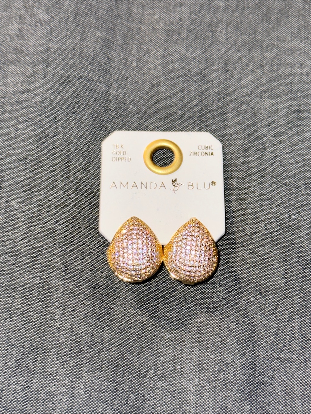 18k Gold Dipped Pink Pavé Teardrop Stud Earrings